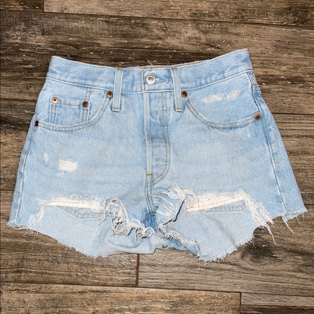 Levi's Light Blue Distressed Jean Shorts